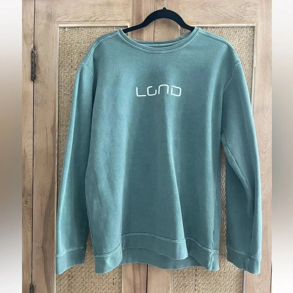LGND Supply Co Pigment Dyed Crewneck Pullover Sweatshirt Medium Blue Teal